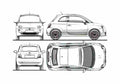 Blueprint Fiat 500 Hatchback 2008 A4 Photo Print
