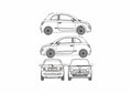 Blueprint Fiat 500 Hatchback 2009 A4 Photo Print