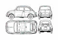 Blueprint Fiat 500 L Hatchback 1968 A4 Photo Print