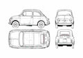 Blueprint Fiat 500 L Lusso Hatchback 1968 A4 Photo Print