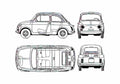 Blueprint Fiat 500 R Hatchback 1973 A4 Photo Print