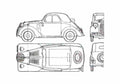 Blueprint Fiat 500 Topolino Coupe 1946 A4 Photo Print