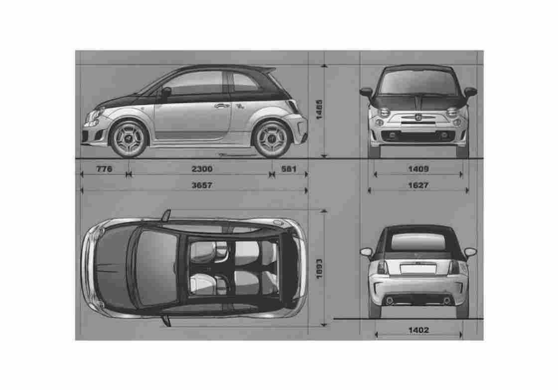 Blueprint Fiat 500C Abarth Hatchback 2007 A4 Photo Print