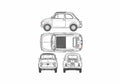 Blueprint Fiat 500f Coupe 1957 A4 Photo Print