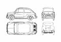 Blueprint Fiat 600 D Hatchback 1962 A4 Photo Print