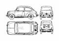 Blueprint Fiat 600 E Hatchback 1965 A4 Photo Print