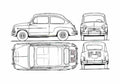 Blueprint Fiat 600 Hatchback 1955 A4 Photo Print