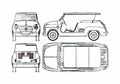 Blueprint Fiat 600 Jolly Cabriolet 1958 A4 Photo Print