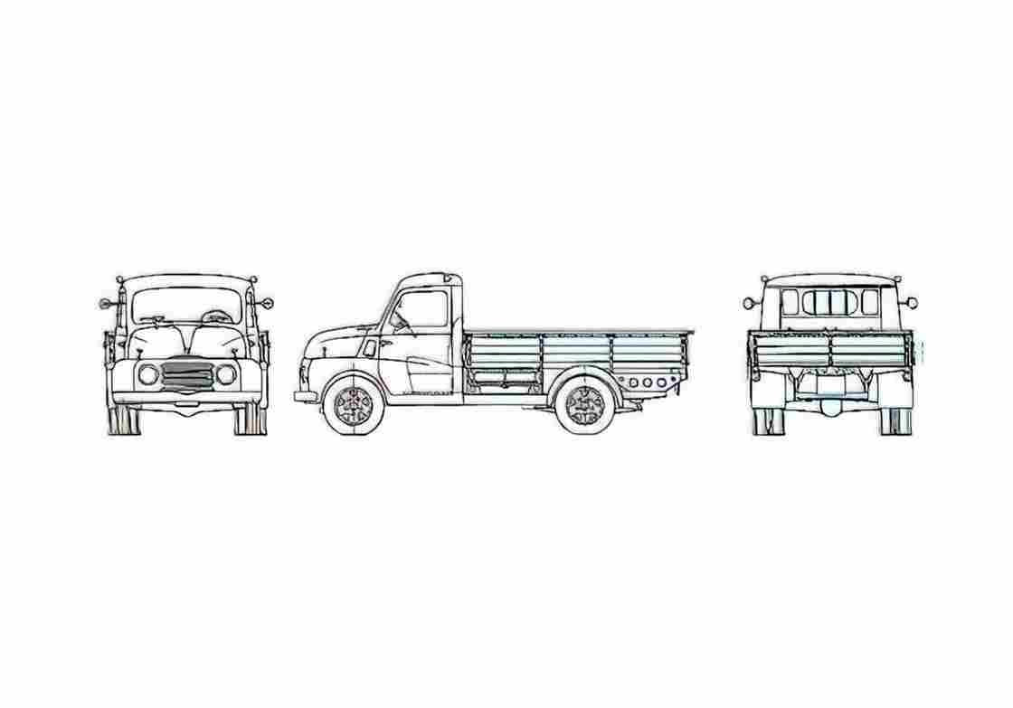 Blueprint Fiat 615 Pick up 1952 A4 Photo Print