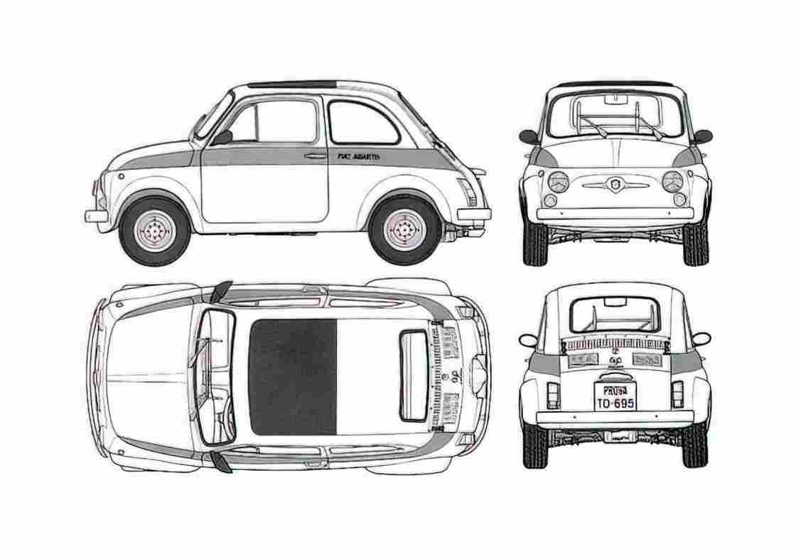 Blueprint Fiat 695 SS Abarth Coupe 1964 A4 Photo Print