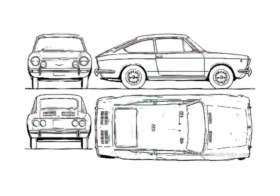 Blueprint Fiat 850 Coupe 1972 A4 Photo Print