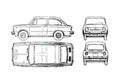 Blueprint Fiat 850 Hatchback 1964 A4 Photo Print
