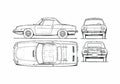 Blueprint Fiat 850 Sport Spider Cabriolet 1966 A4 Photo Print