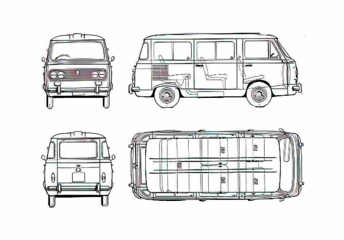 Blueprint Fiat 850T Familiale Minivan 1973 A4 Photo Print