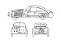 Blueprint Fiat 8V Coupe 1952 A4 Photo Print