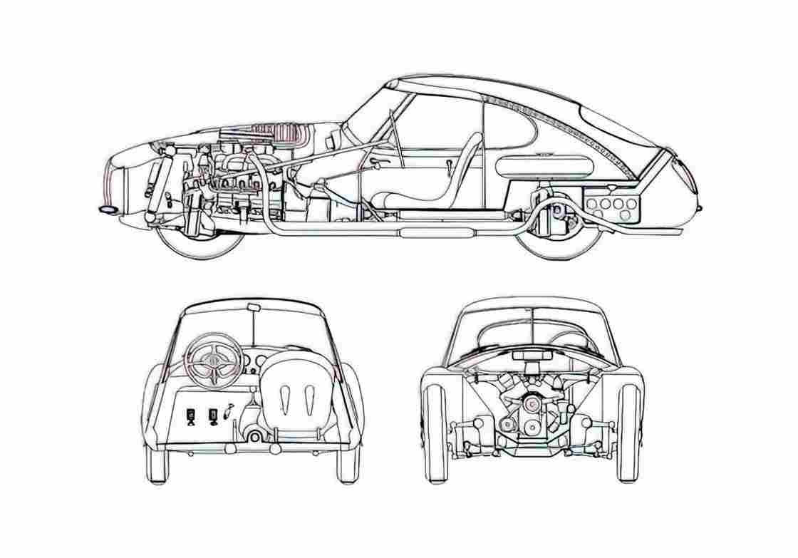 Blueprint Fiat 8V Coupe 1952 A4 Photo Print