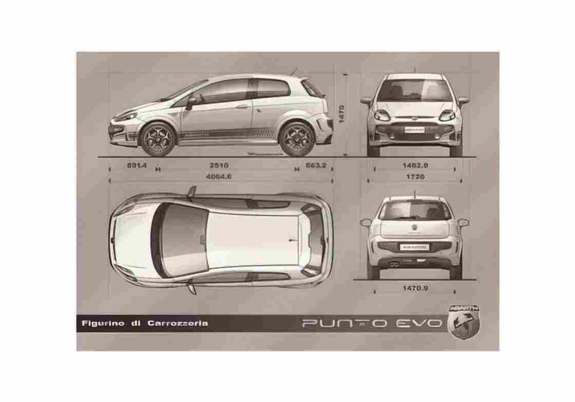 Blueprint Fiat Abarth Punto EVO Hatchback 2010 A4 Photo Print