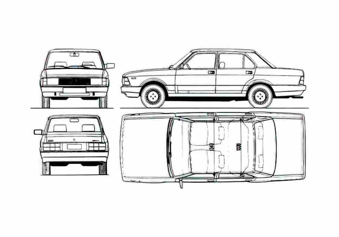 Blueprint Fiat Argenta Sedan 1983 A4 Photo Print