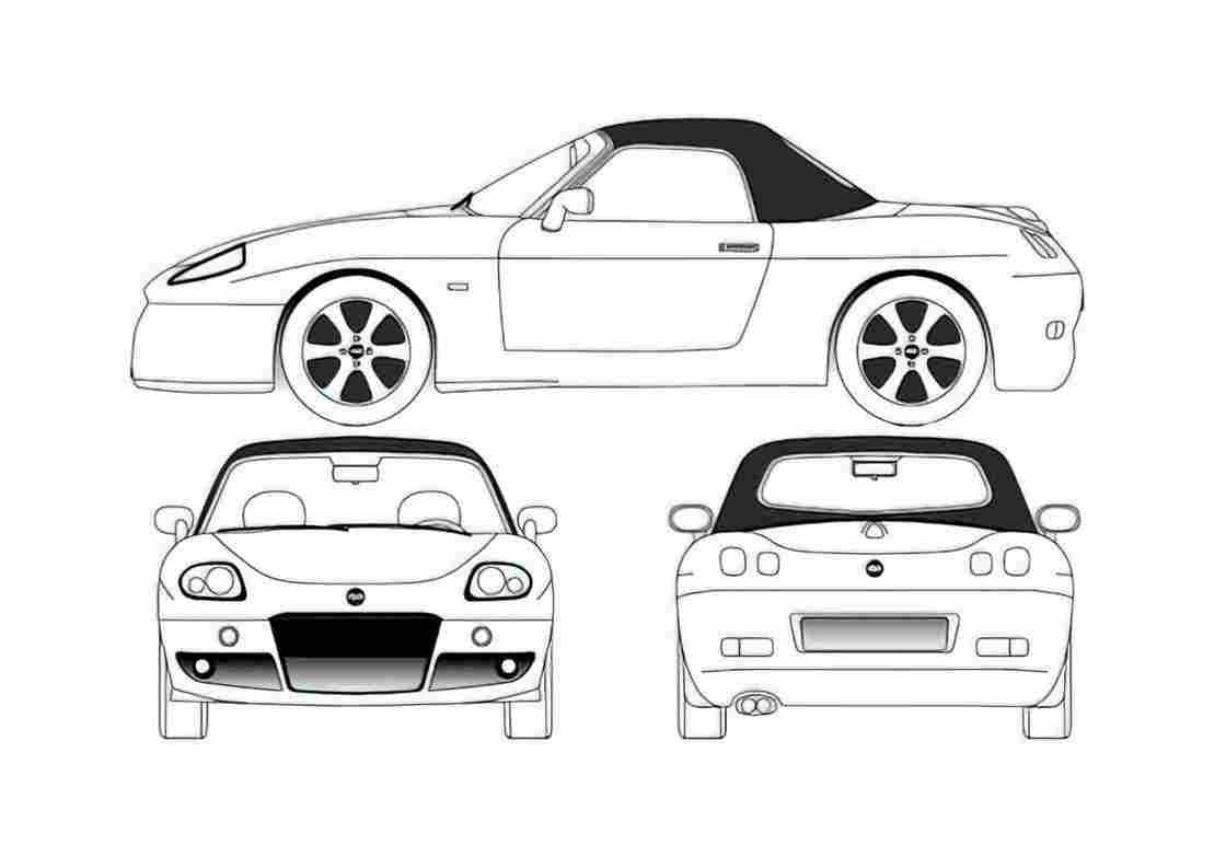Blueprint Fiat Barchetta Cabriolet 2004 A4 Photo Print