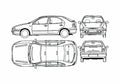 Blueprint Fiat Brava 5 door Hatchback 1995 A4 Photo Print