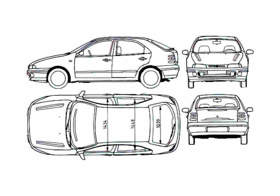 Blueprint Fiat Brava 5 door Hatchback 1995 A4 Photo Print