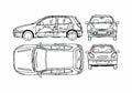 Blueprint Fiat Bravo 3 door Hatchback 1999 A4 Photo Print