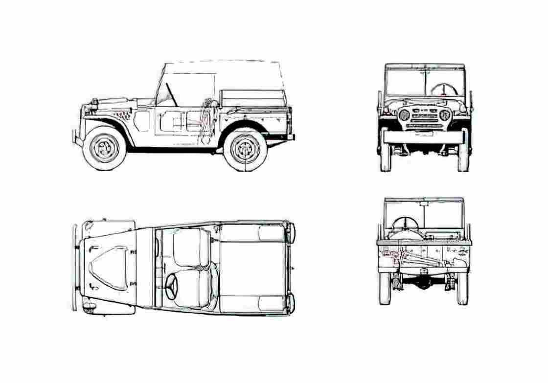 Blueprint Fiat Campagnola AR SUV 1959 A4 Photo Print