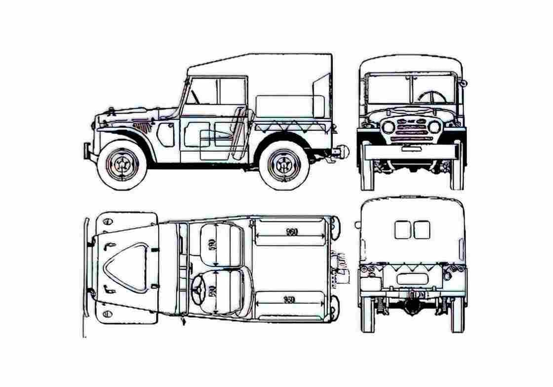 Blueprint Fiat Campagnola C SUV 1951 A4 Photo Print