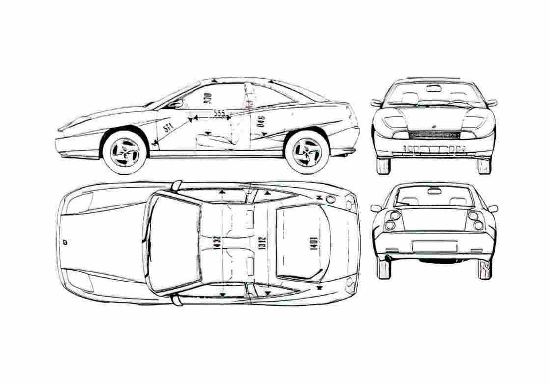 Blueprint Fiat Coupe 1993 A4 Photo Print