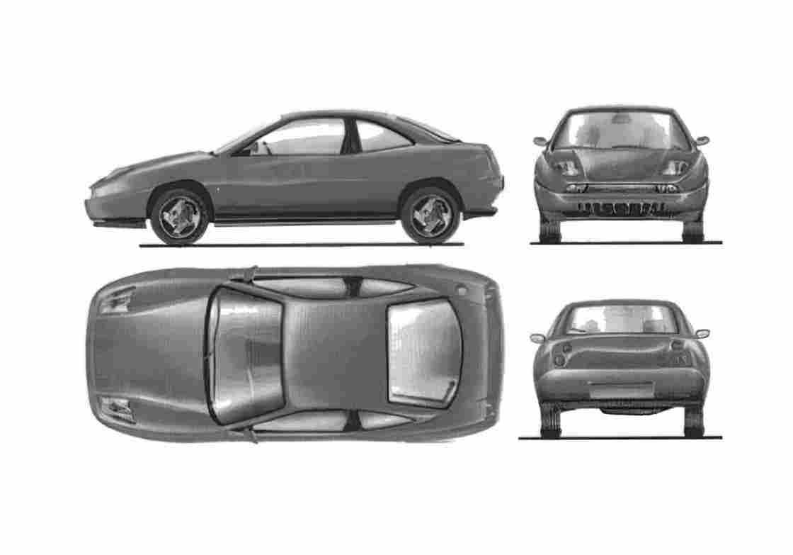 Blueprint Fiat Coupe Coupe 1995 A4 Photo Print