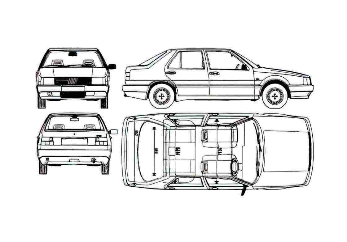 Blueprint Fiat Croma Sedan 1985 A4 Photo Print