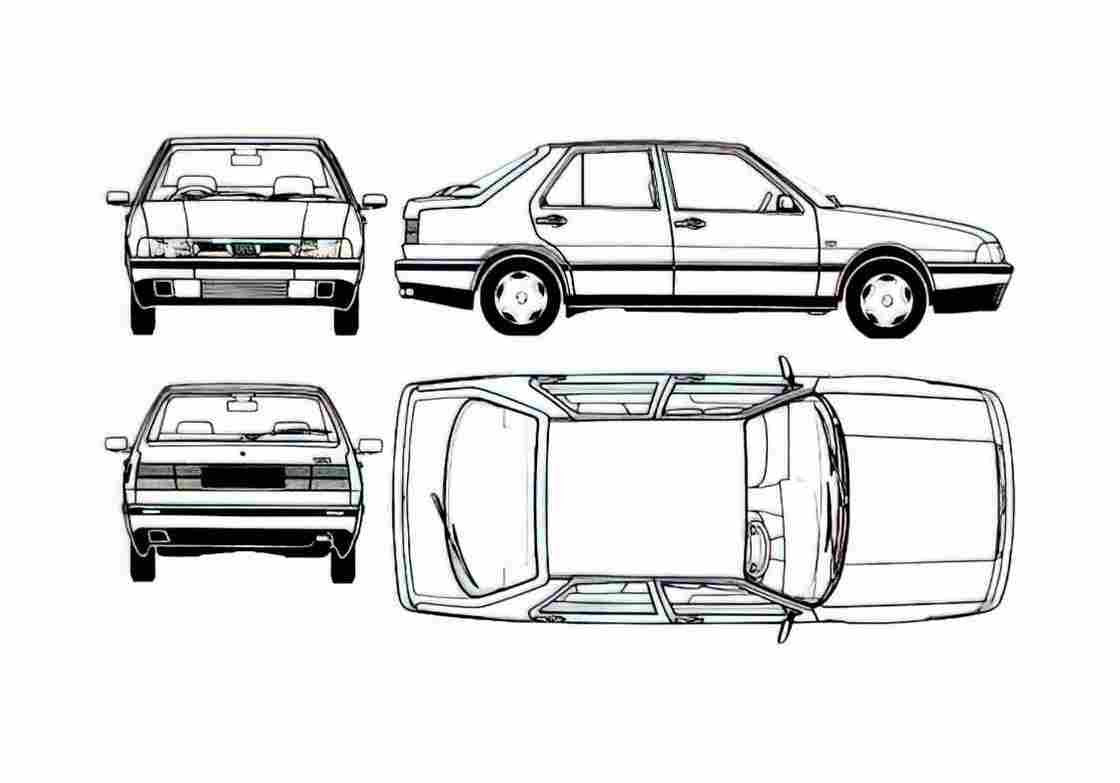 Blueprint Fiat Croma Sedan 1986 A4 Photo Print