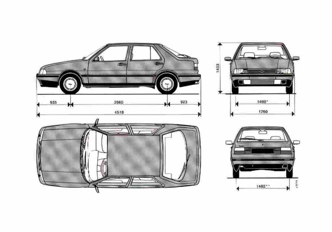 Blueprint Fiat Croma Sedan 1991 A4 Photo Print