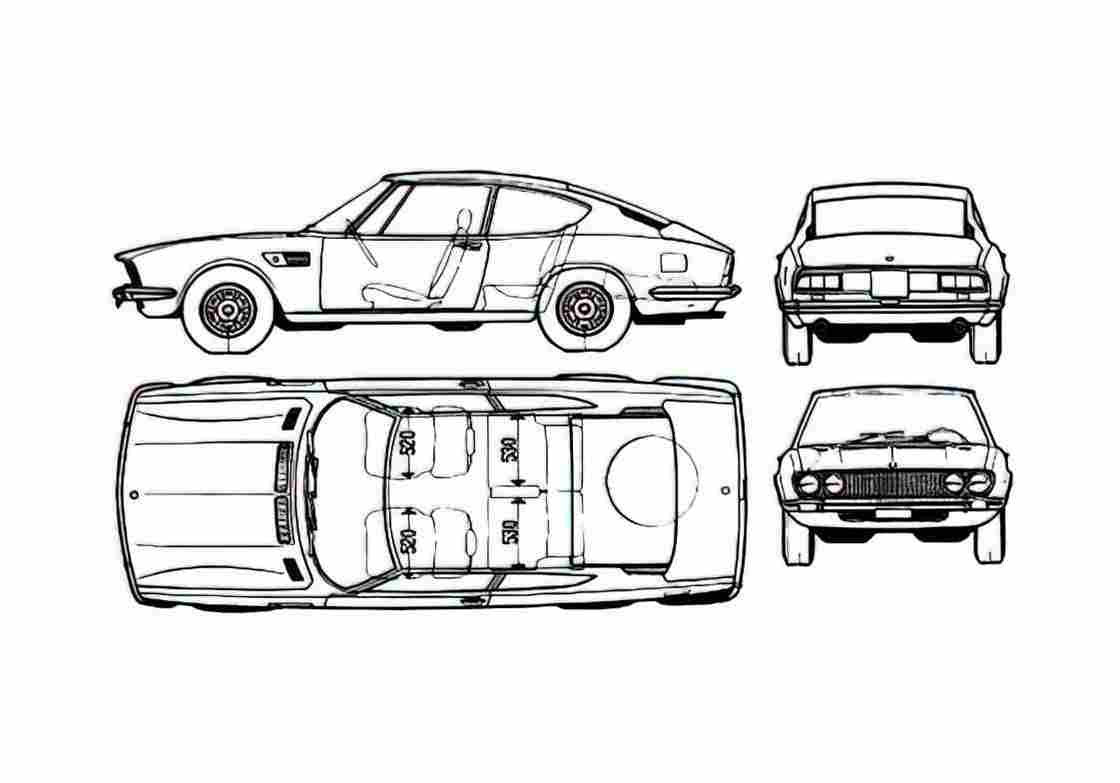Blueprint Fiat Dino Coupe 1971 A4 Photo Print