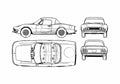 Blueprint Fiat Dino Spider Cabriolet 1971 A4 Photo Print