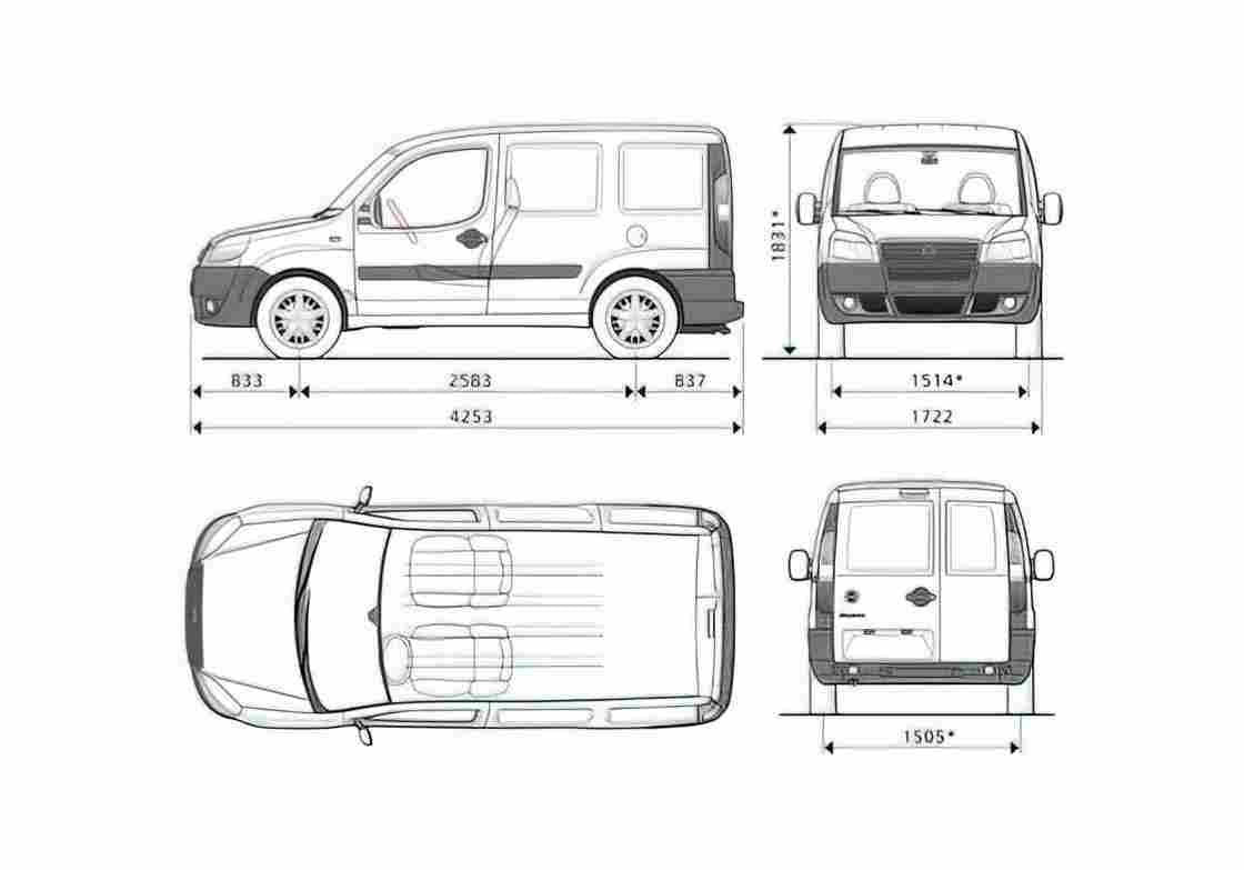 Blueprint Fiat Doblo Cargo SWB Van 2007 A4 Photo Print