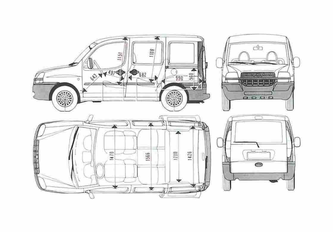 Blueprint Fiat Doblo Minivan 2001 A4 Photo Print