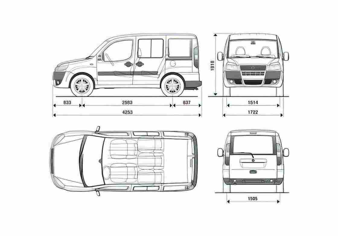 Blueprint Fiat Doblo Minivan 2009 A4 Photo Print