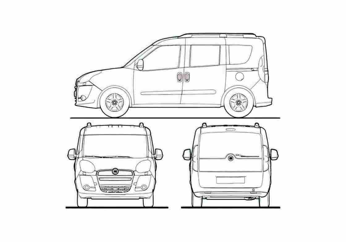 Blueprint Fiat Doblo Minivan 2011 A4 Photo Print