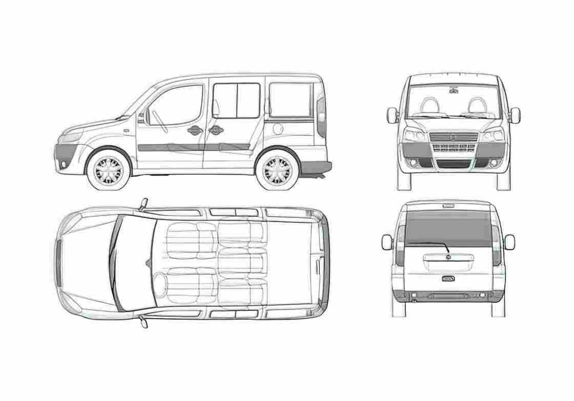Blueprint Fiat Doblo Panorama Minivan 2006 A4 Photo Print