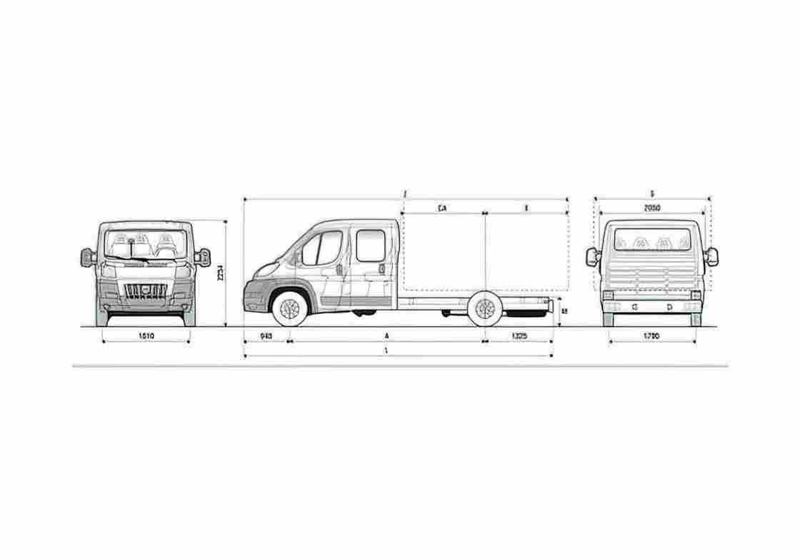 Blueprint Fiat Ducato Chassis Maxi Double Truck 2007 A4 Photo Print