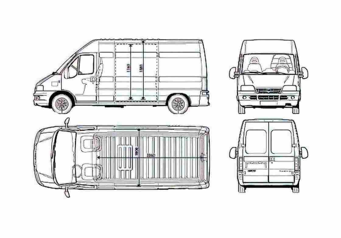 Blueprint Fiat Ducato II LWB Van 2003 A4 Photo Print