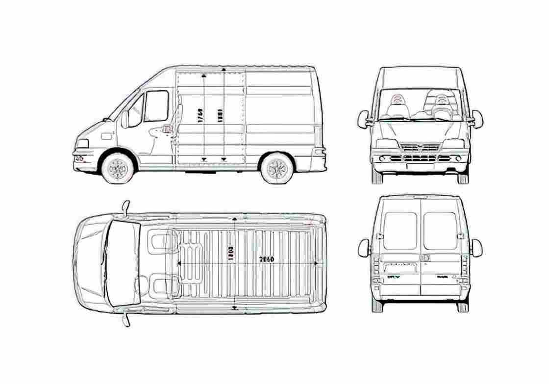Blueprint Fiat Ducato II MWB Van 2003 A4 Photo Print