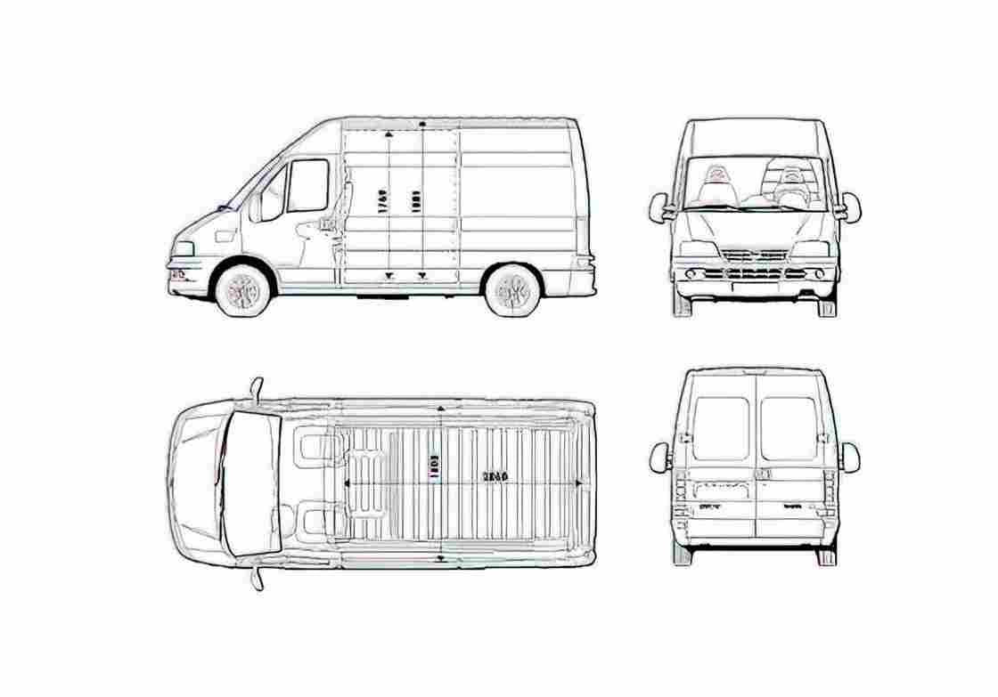 Blueprint Fiat Ducato MWB Van 2001 A4 Photo Print