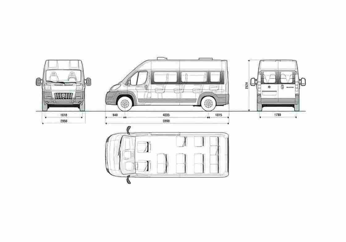 Blueprint Fiat Ducato Minibus Bus 2007 A4 Photo Print