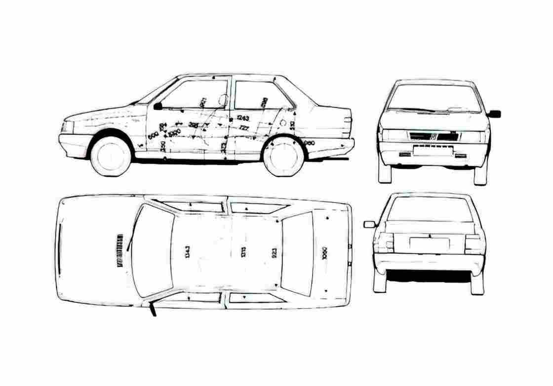 Blueprint Fiat Duna 2 door Coupe 1987 A4 Photo Print