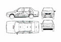 Blueprint Fiat Duna 4 door Sedan 1987 A4 Photo Print