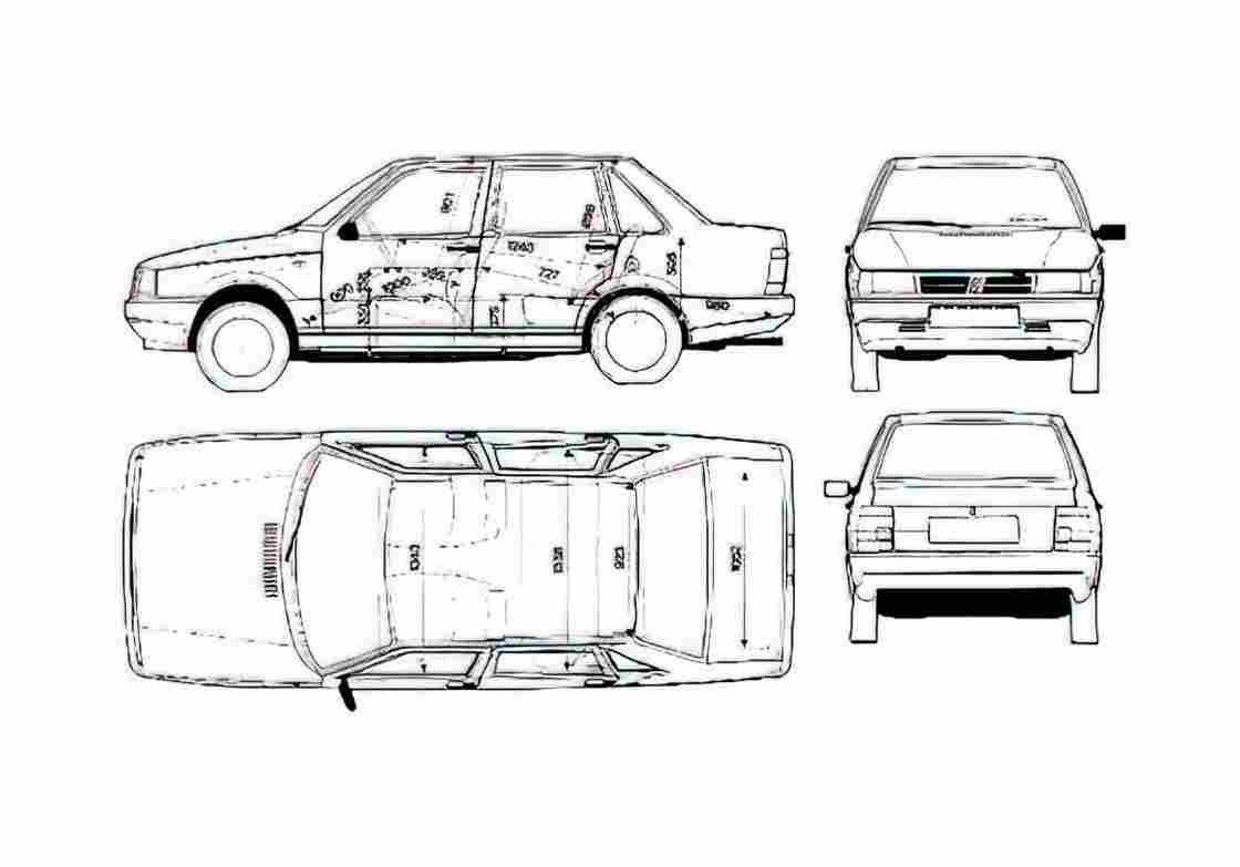 Blueprint Fiat Duna 4 door Sedan 1987 A4 Photo Print