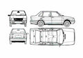 Blueprint Fiat Duna 70 Sedan 1987 A4 Photo Print