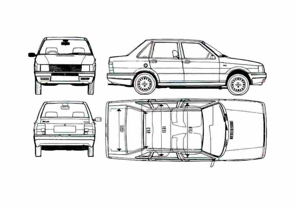 Blueprint Fiat Duna 70 Sedan 1987 A4 Photo Print